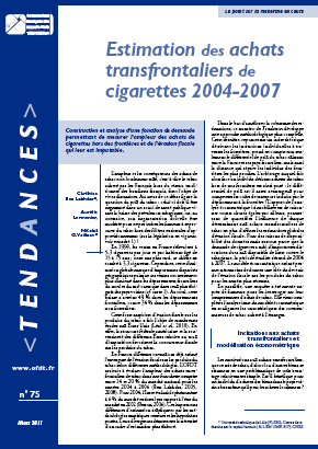Estimation des achats transfrontaliers de cigarettes 2004-2007