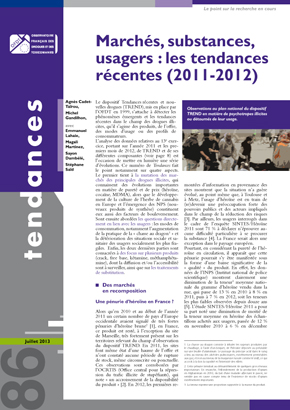Marchés, substances, usagers : les tendances récentes (2011-2012)